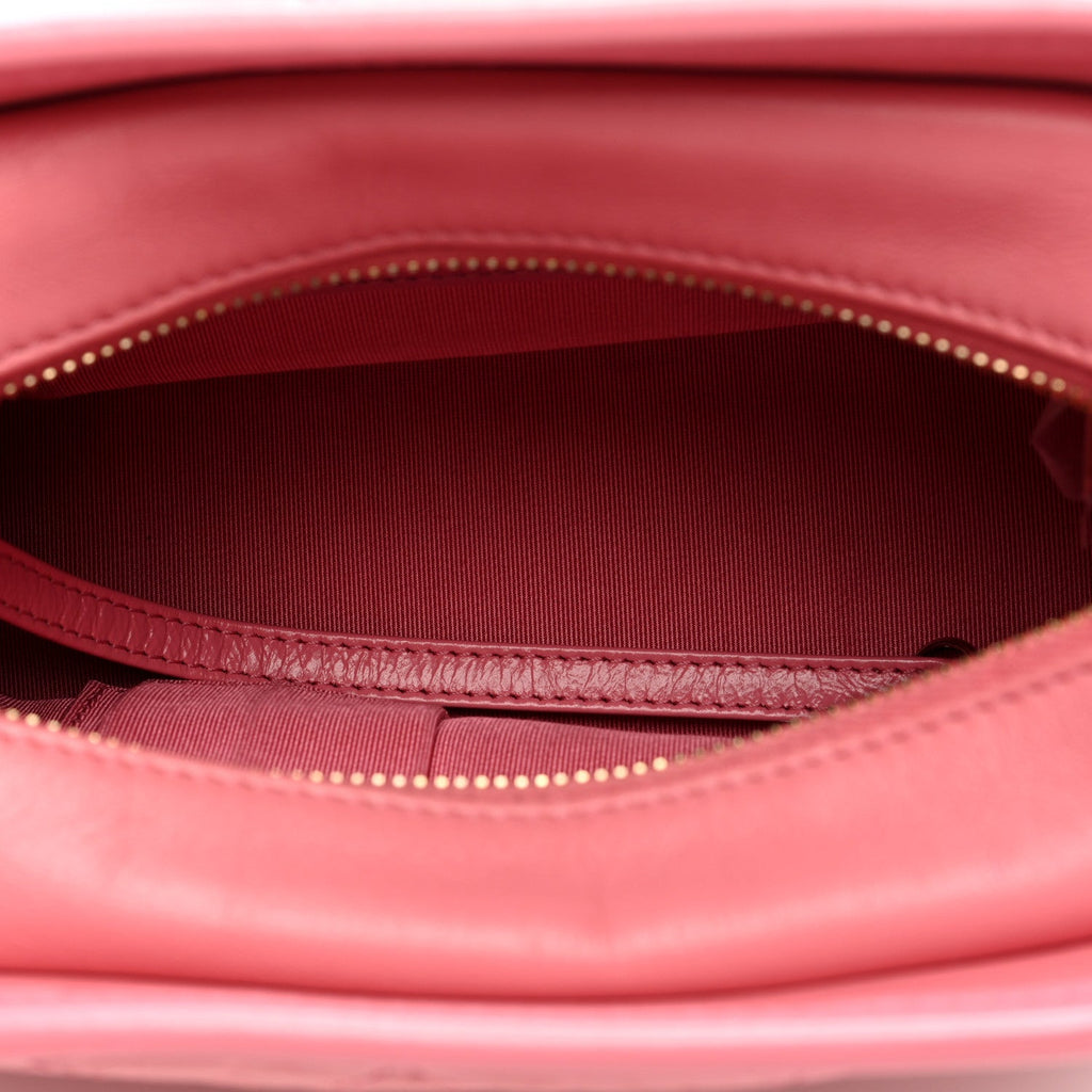 Aged Calfskin Quilted Small Gabrielle Logo Hobo Rose