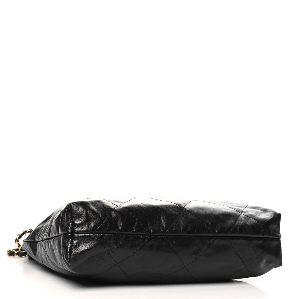 Shiny Calfskin Quilted Chanel 22 Black