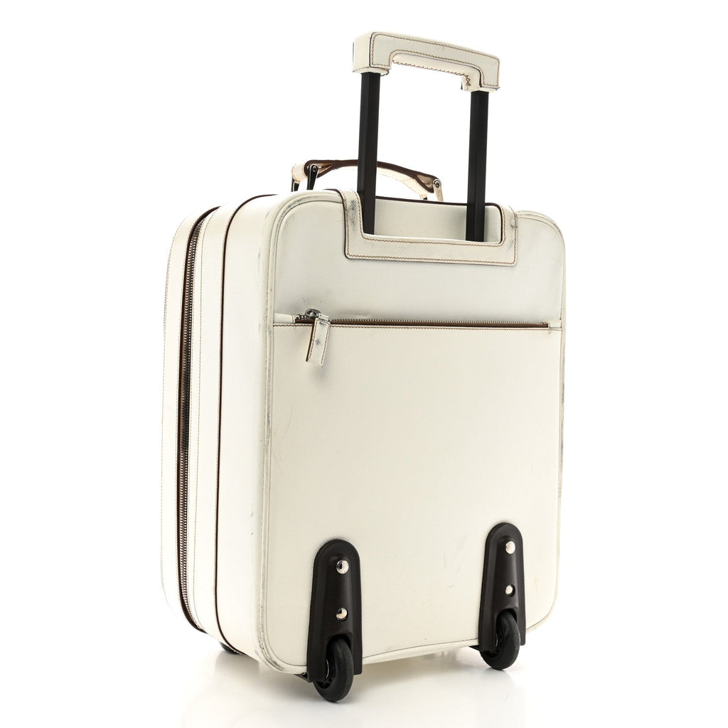 Saffiano Travel Trolley Luggage White