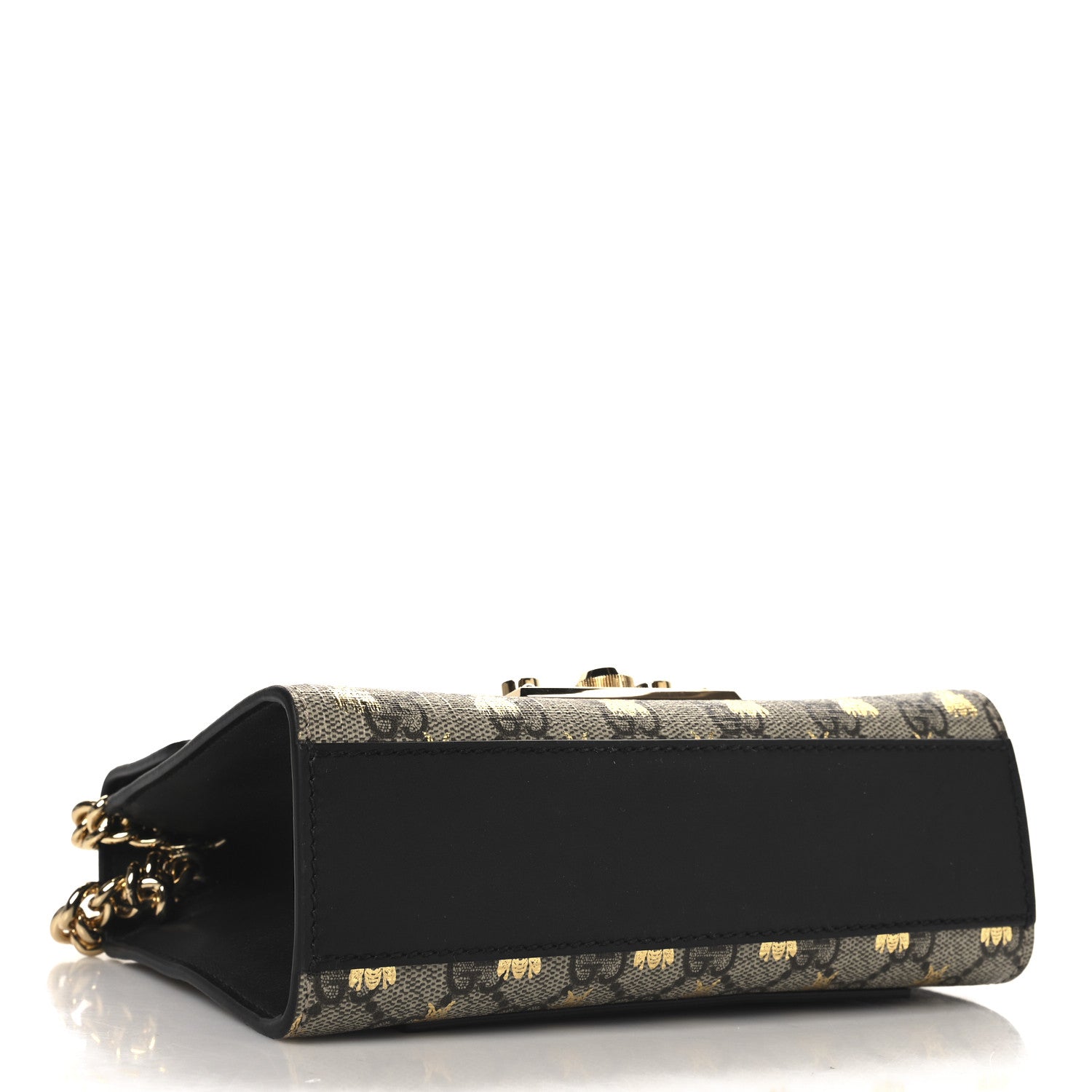 GG Supreme Monogram Bees Small Padlock Shoulder Bag Black