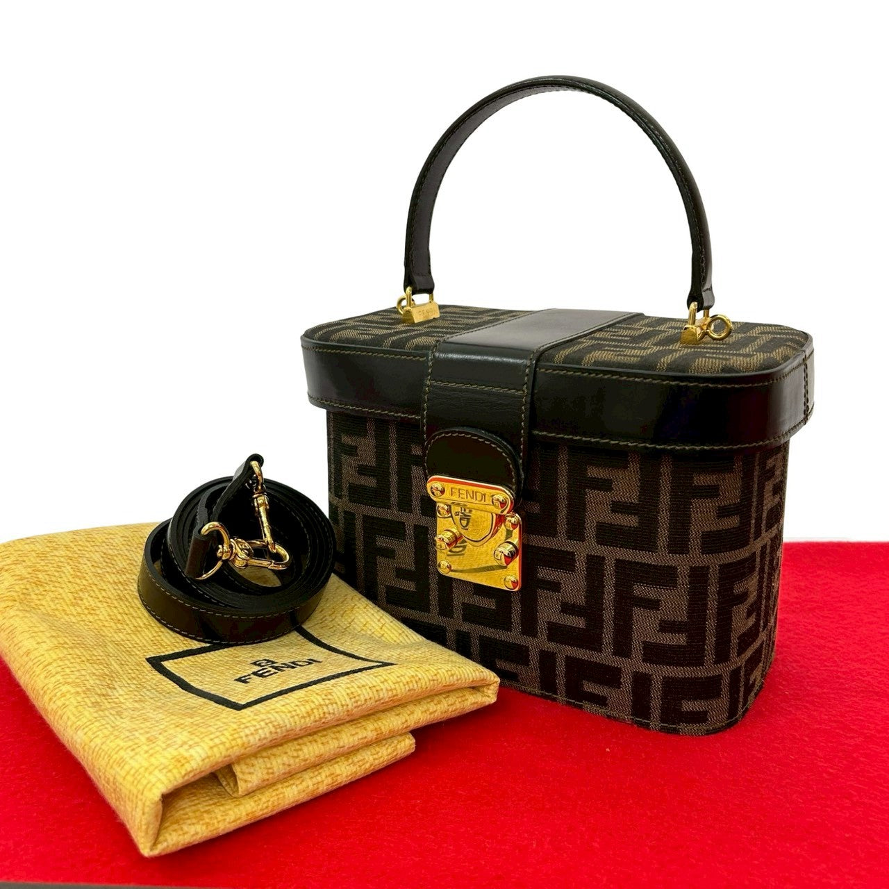 Fendi Zucca Leather Canvas 2way Handbag