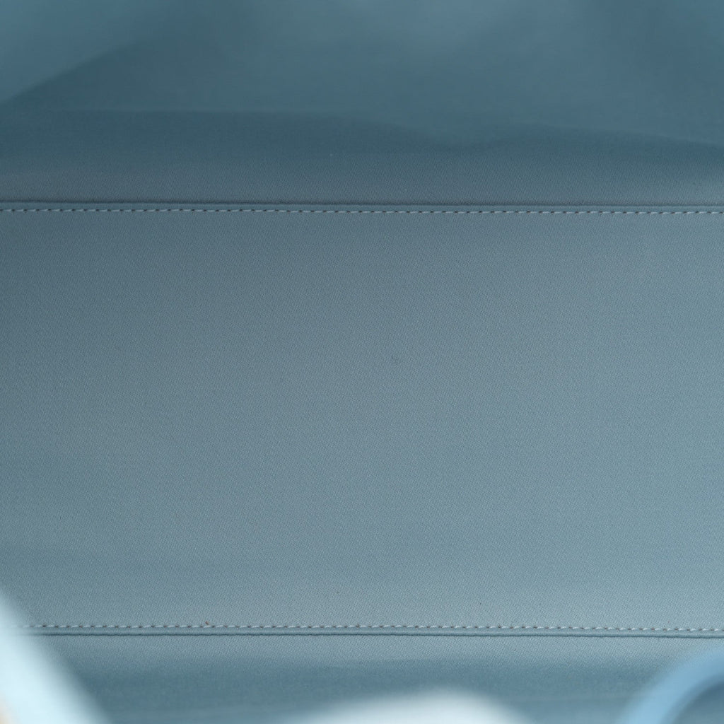 Washed Denim Quilted Medium Chanel 25 Handbag Blue