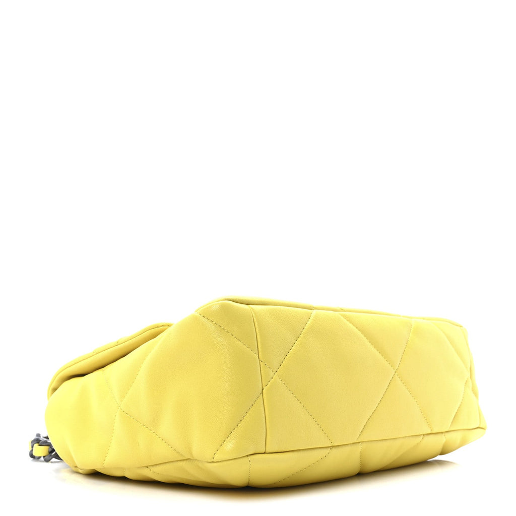 Lambskin Quilted Large Chanel 19 Flap Yellow