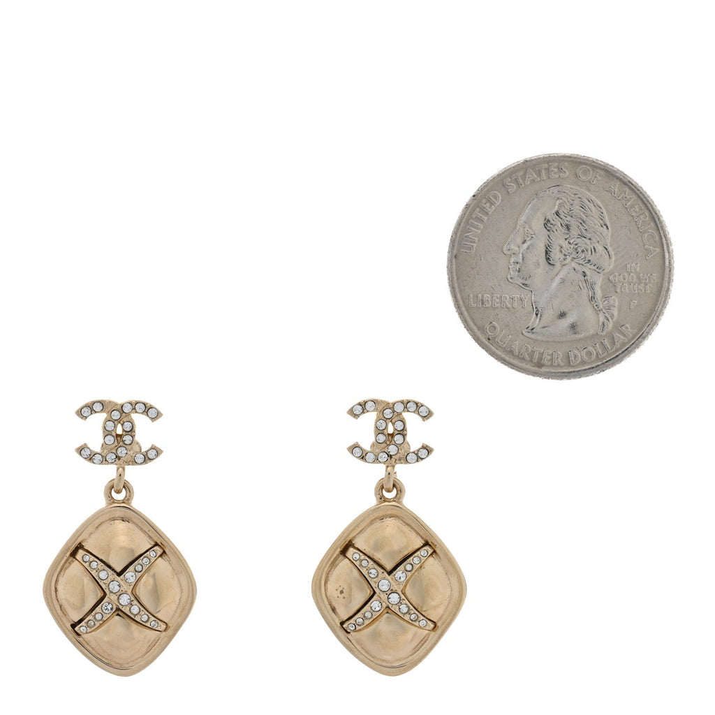 Crystal CC Drop Earrings Gold