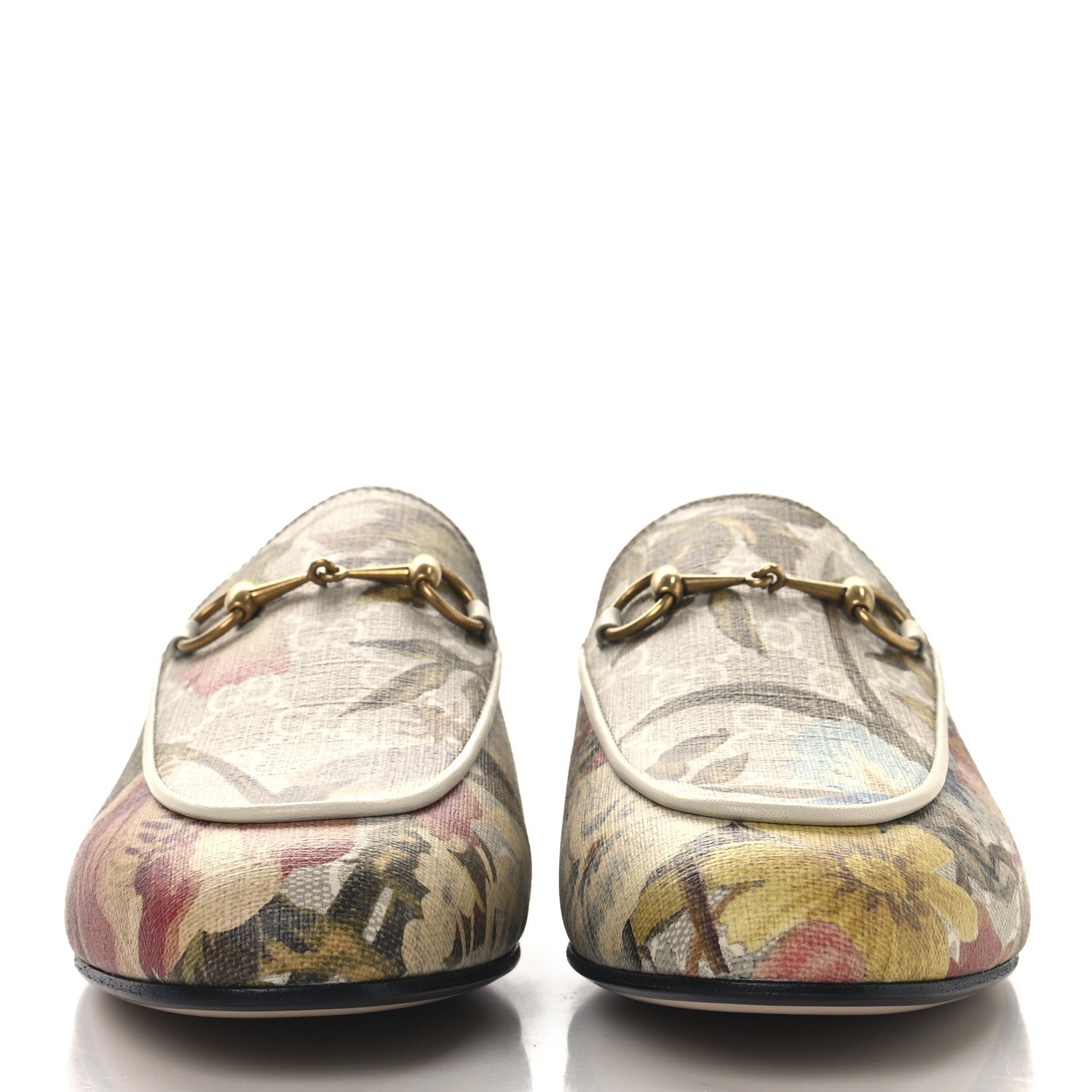 GG Supreme Monogram Malaga Kid Water Flora Womens Princetown Slippers 39 Beige White Multicolor Mystic White