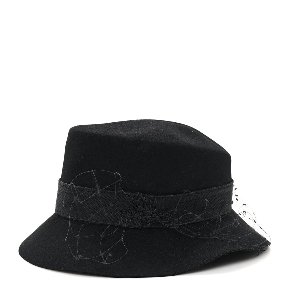 Rabbit Felt Veil Hat 56 Black