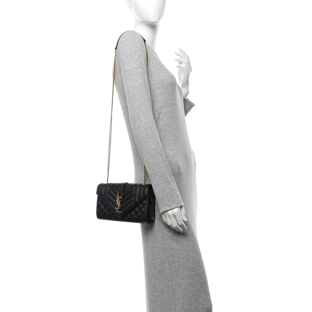 Grain De Poudre Textured Mixed Matelasse Triquilt Small Monogram Satchel Black