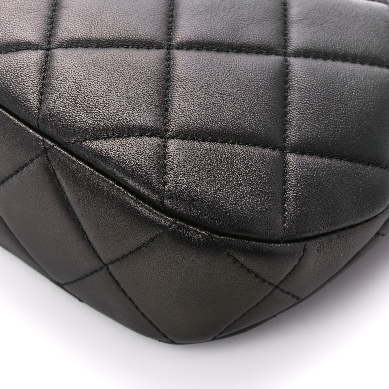 Lambskin Quilted CC Chain Hobo Black