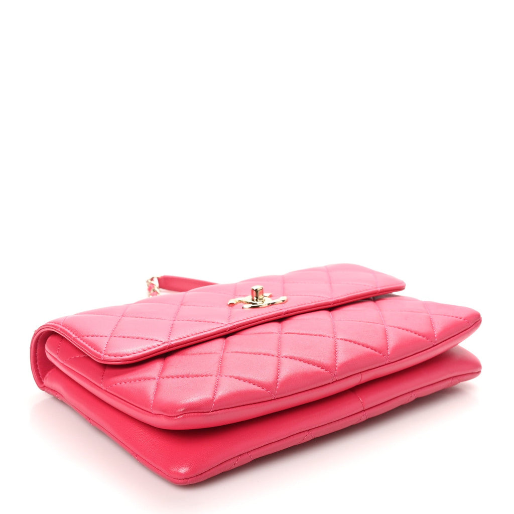 Lambskin Quilted Medium Trendy CC Flap Dark Pink