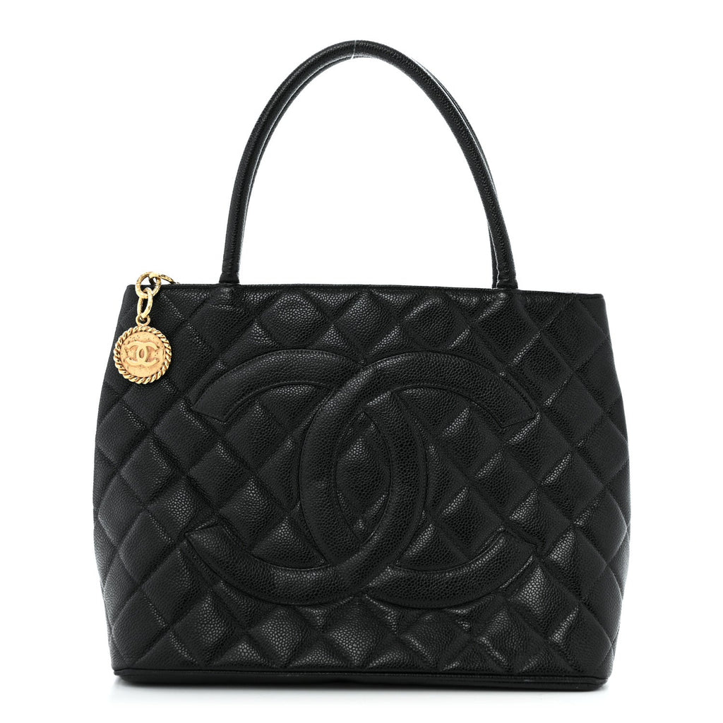 Caviar Quilted Medallion Tote Black