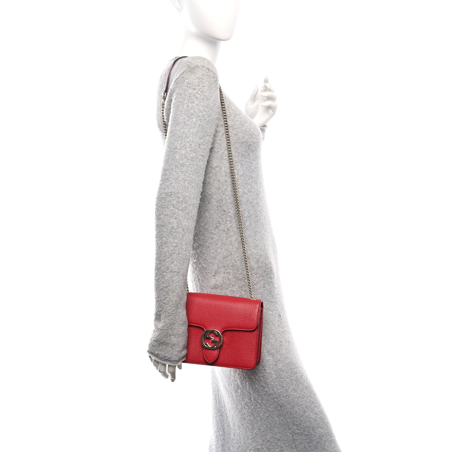 Dollar Calfskin Small Interlocking G Shoulder Bag Red