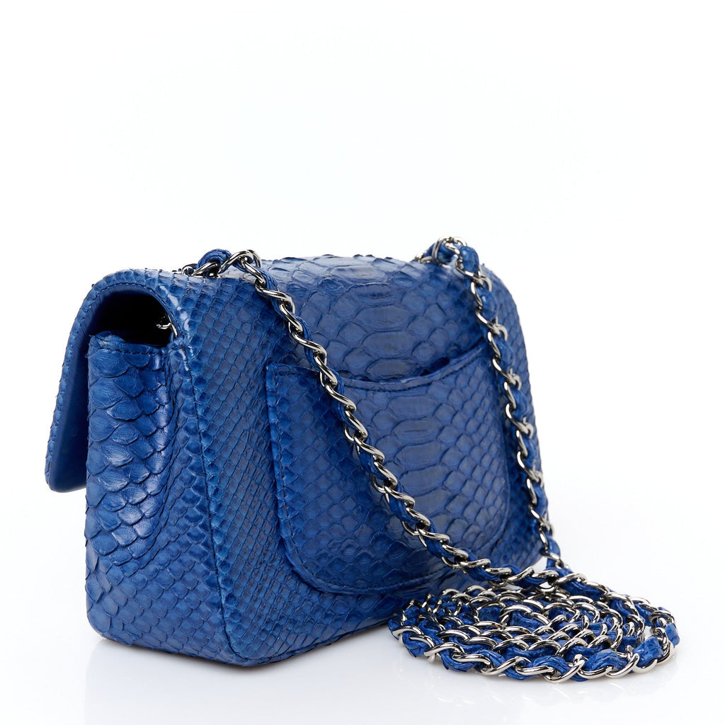 Snakeskin Mini Rectangular Flap Blue