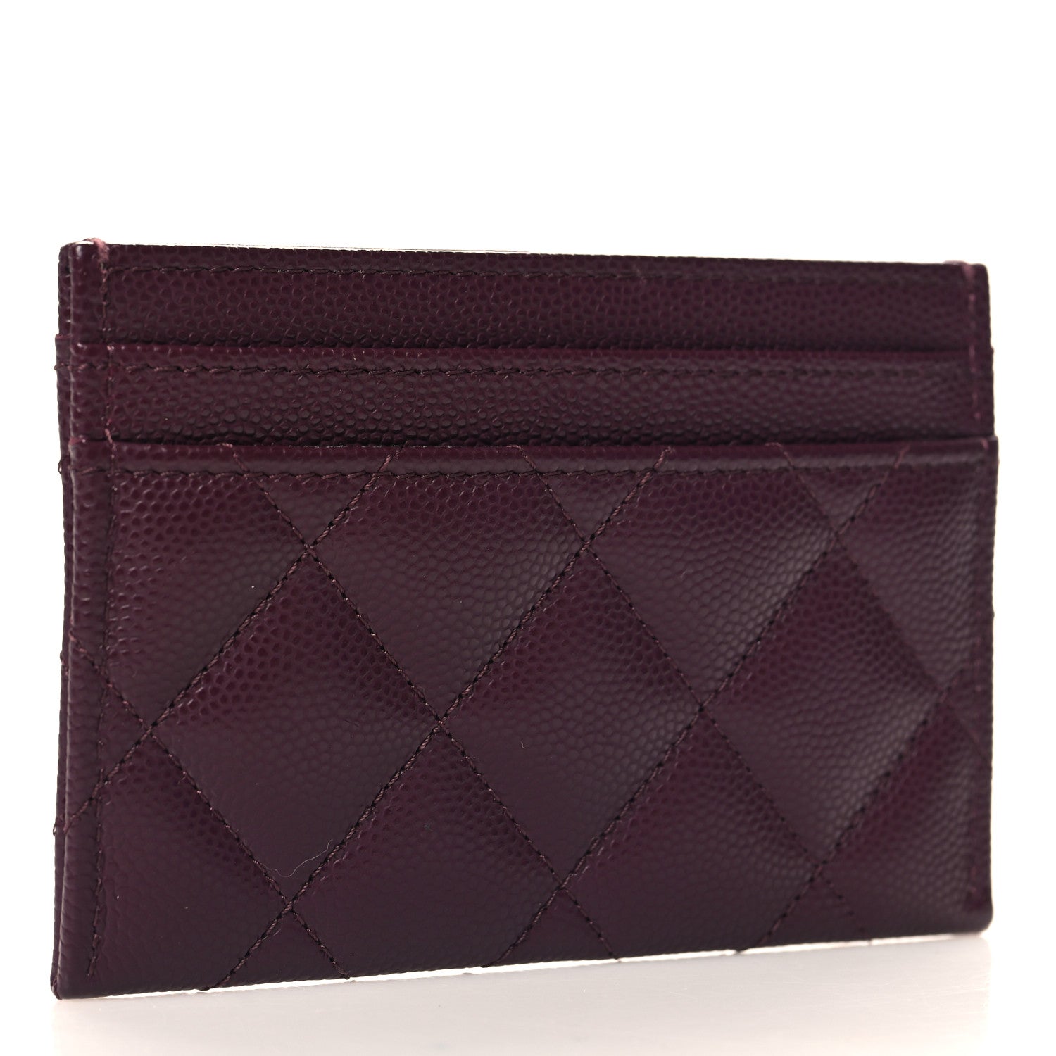 Caviar Quilted Chain Embossed CC  Holder Dark Burgundy