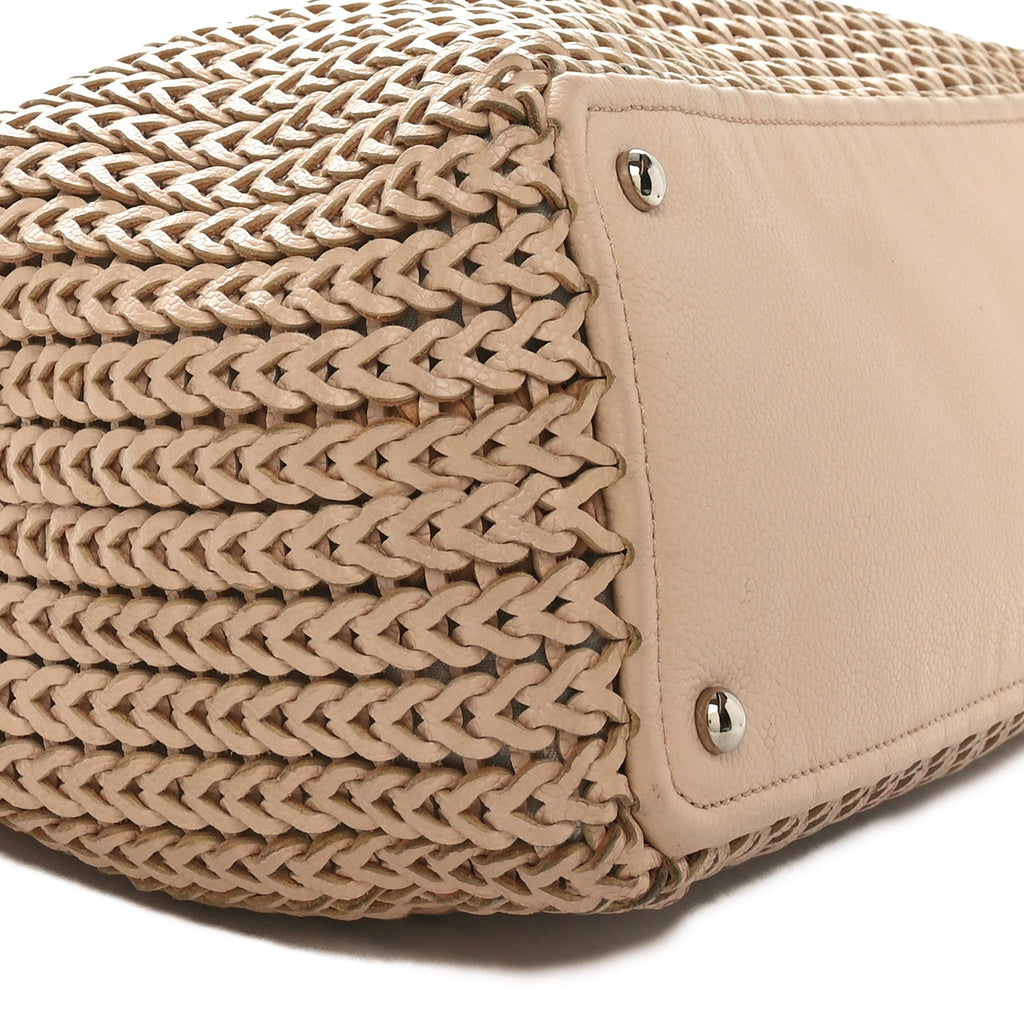 Caviar Braided Small CC Tote Beige