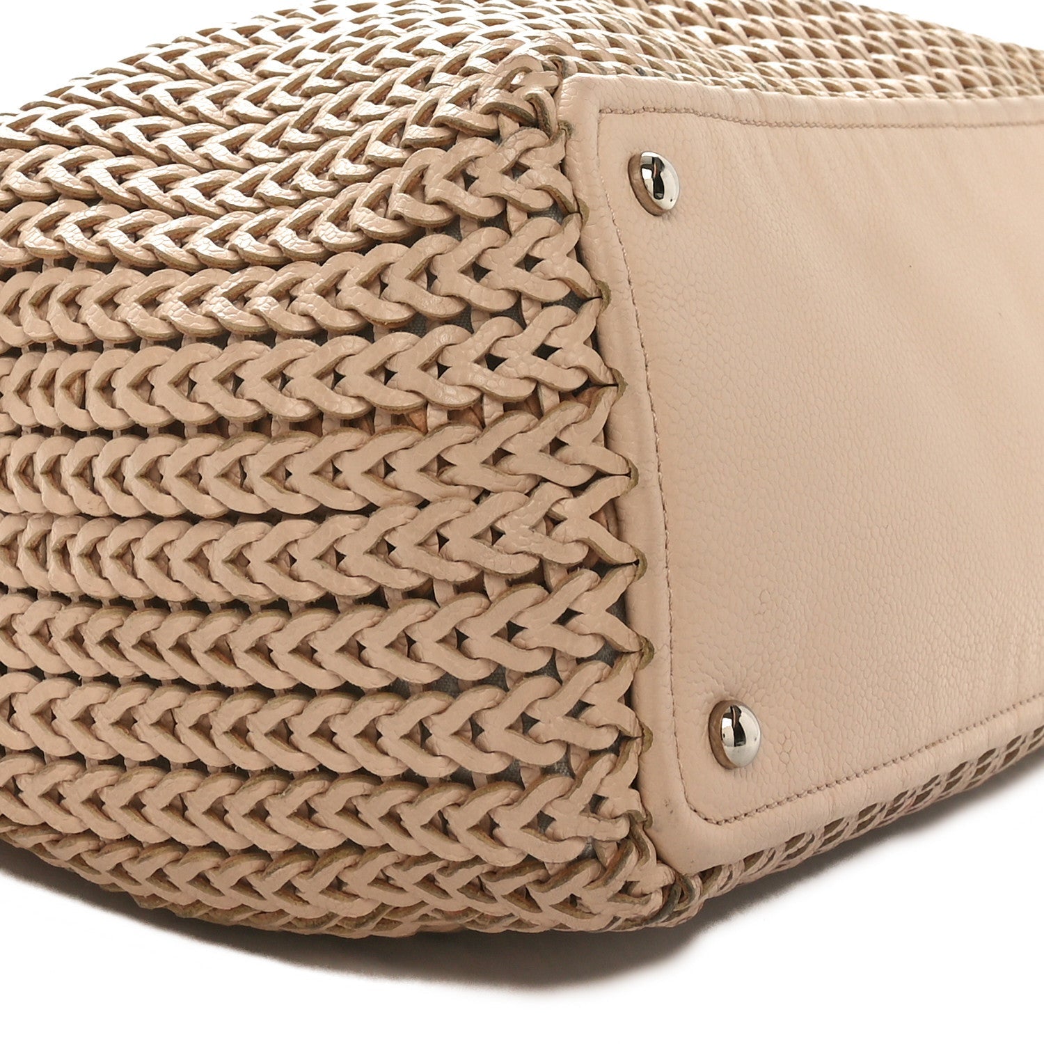 Caviar Braided Small CC Tote Beige