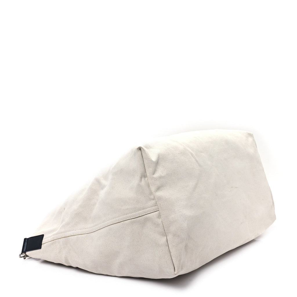 Linen Calfskin Rive Gauche Maxi Tote Beige Black