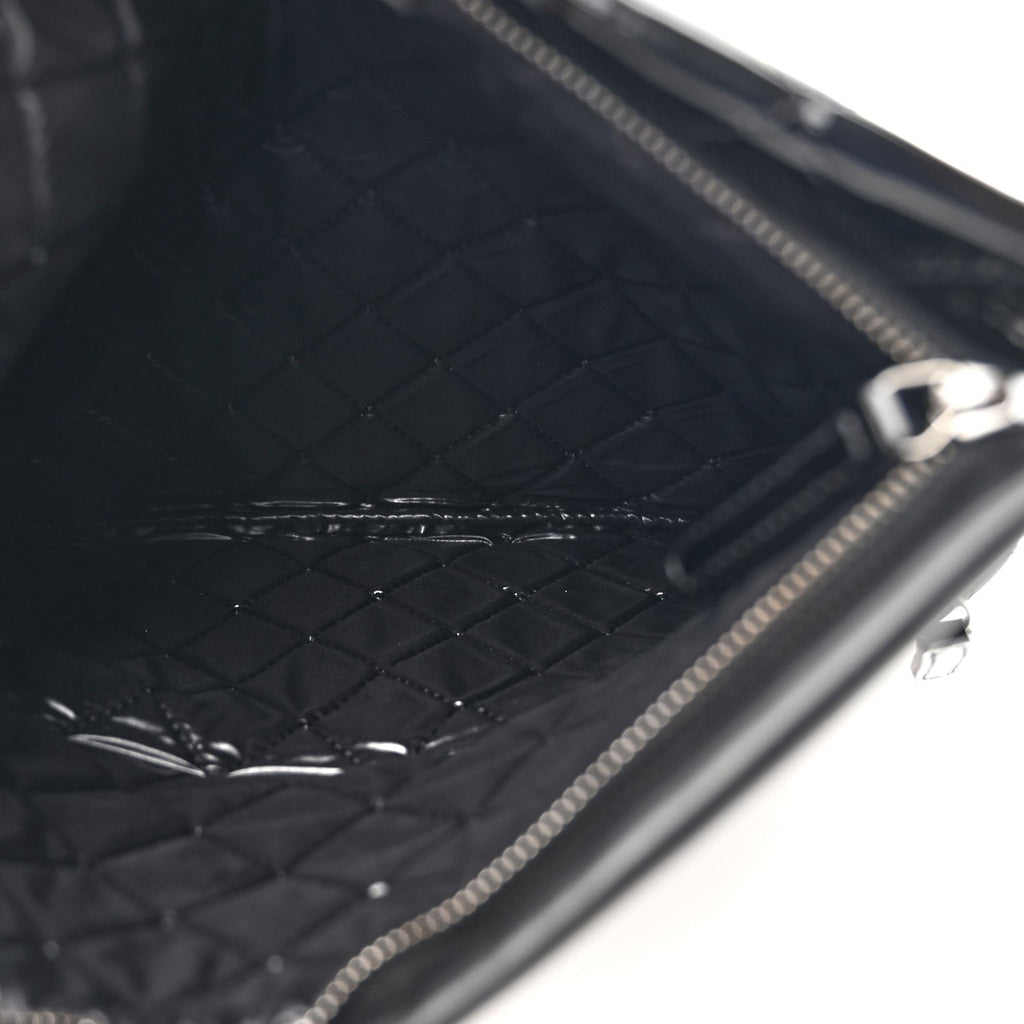 Patent Calfskin Quilted Beauty CC Clutch Black