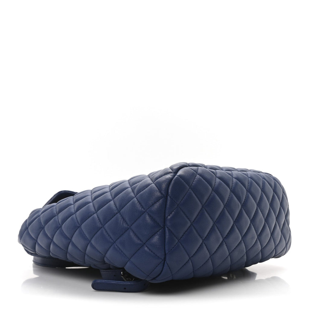 Lambskin Quilted Large Urban Spirit Backpack Blue