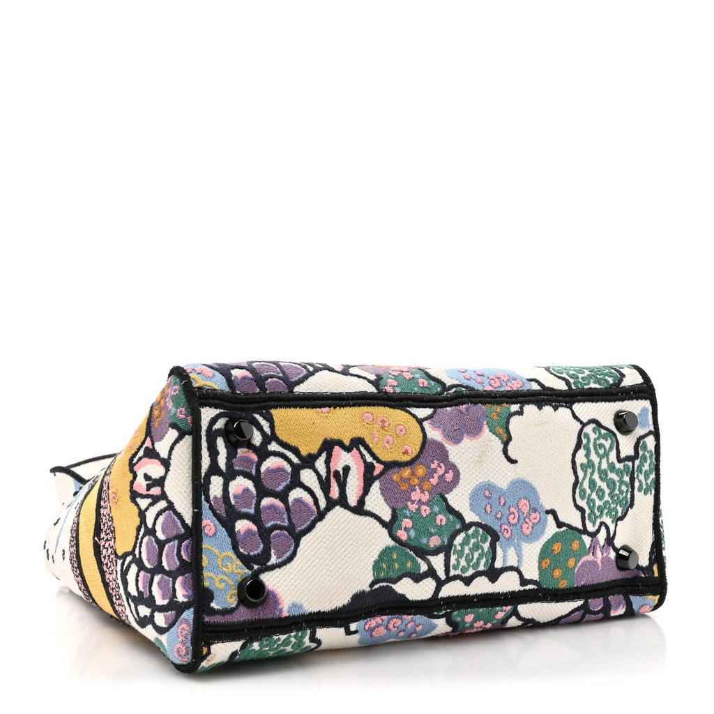 Canvas Embroidered Ciel De Reve Medium Lady D-Lite Latte Multicolor