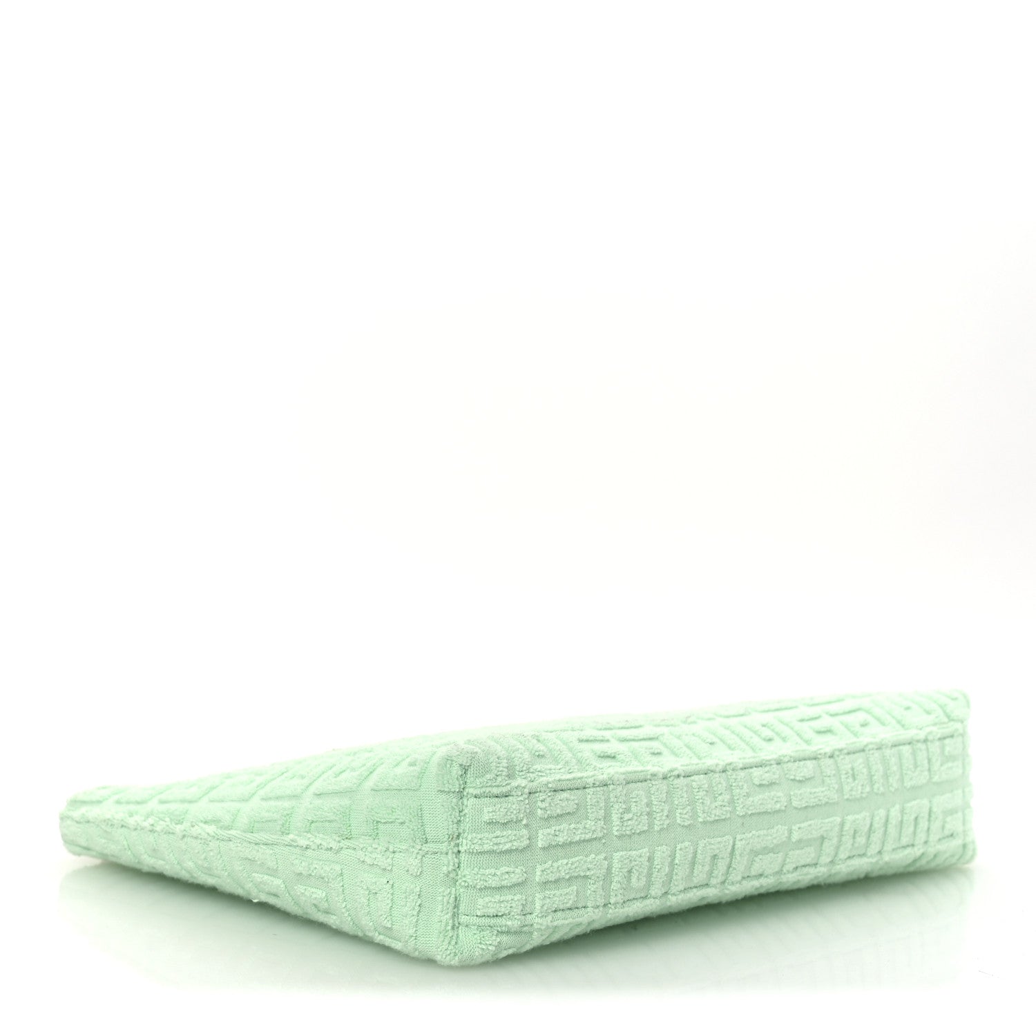 Terry Cloth Logo Zipped Pouch Aqua Green
