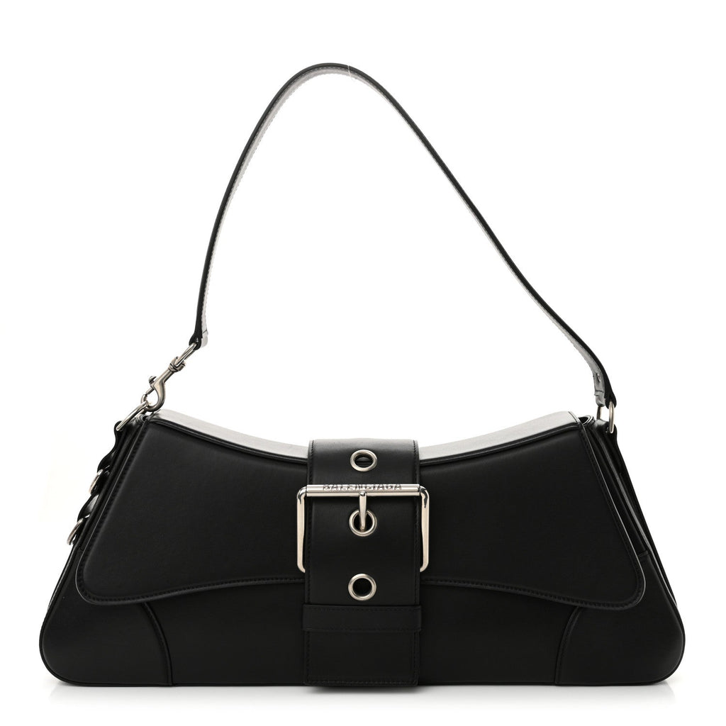 Smooth Calfskin Large Lindsay Shoulder Bag Black