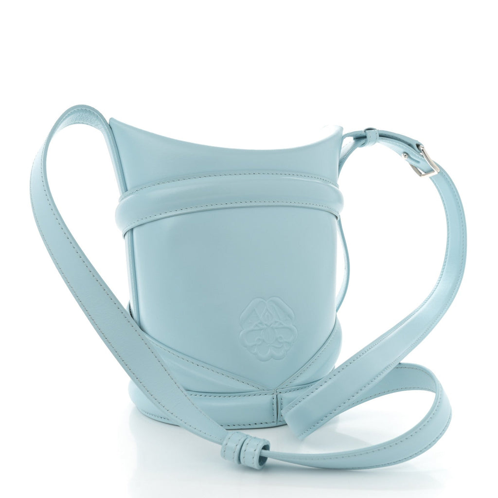 Calfskin Mini Curve Bucket Bag Pale Blue