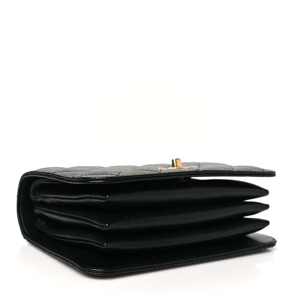 Caviar Quilted Mini Top Handle Flap Black
