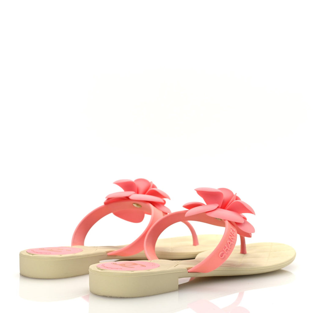 Jelly Quilted Camellia Thong Sandal 39 Pink Beige
