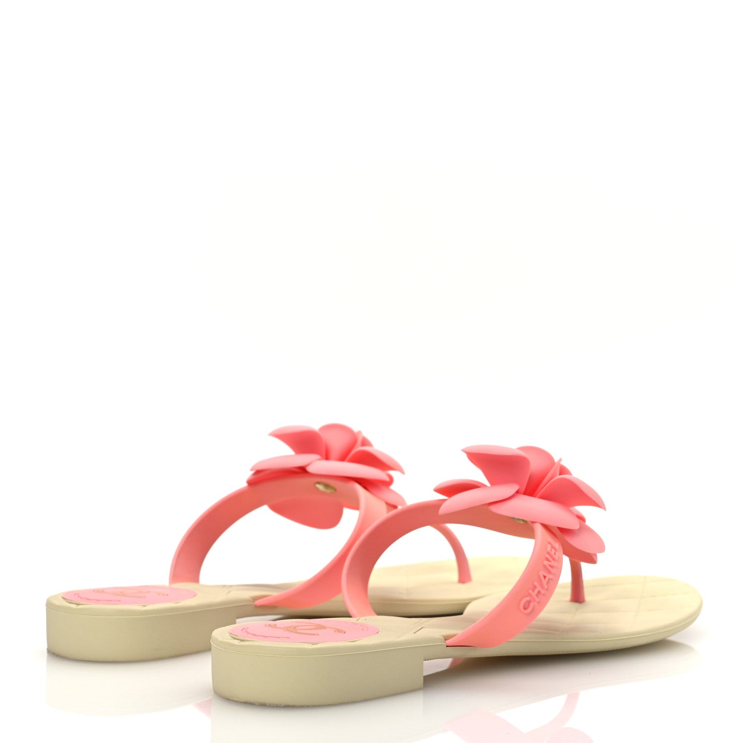Jelly Quilted Camellia Thong Sandal 39 Pink Beige