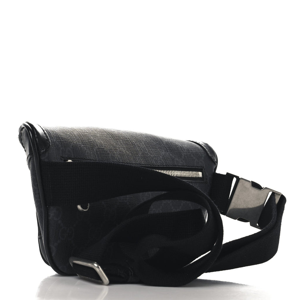 GG Supreme Monogram Textured Calfskin Retro Interlocking G Belt Bag Black