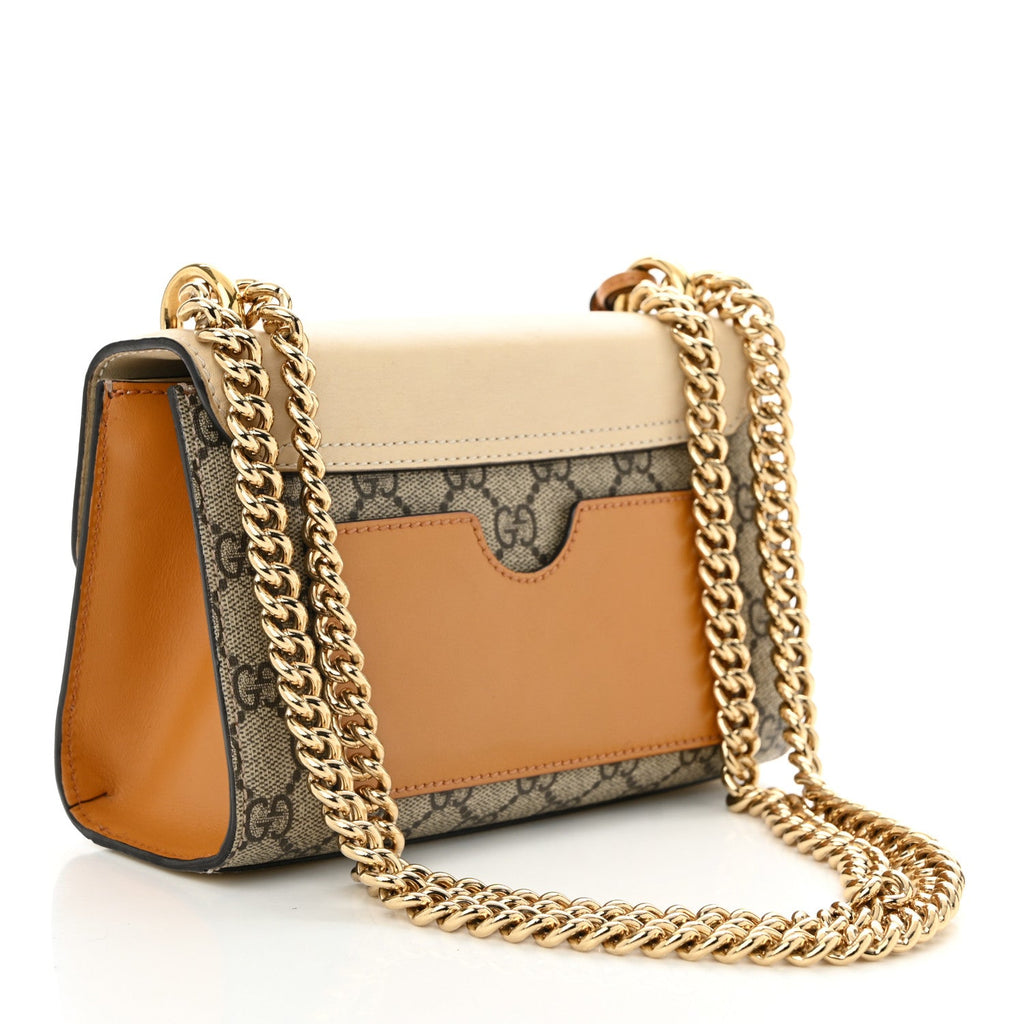 GG Supreme Monogram Calfskin Small Padlock Shoulder Bag Beige Mystic White Sun Oil