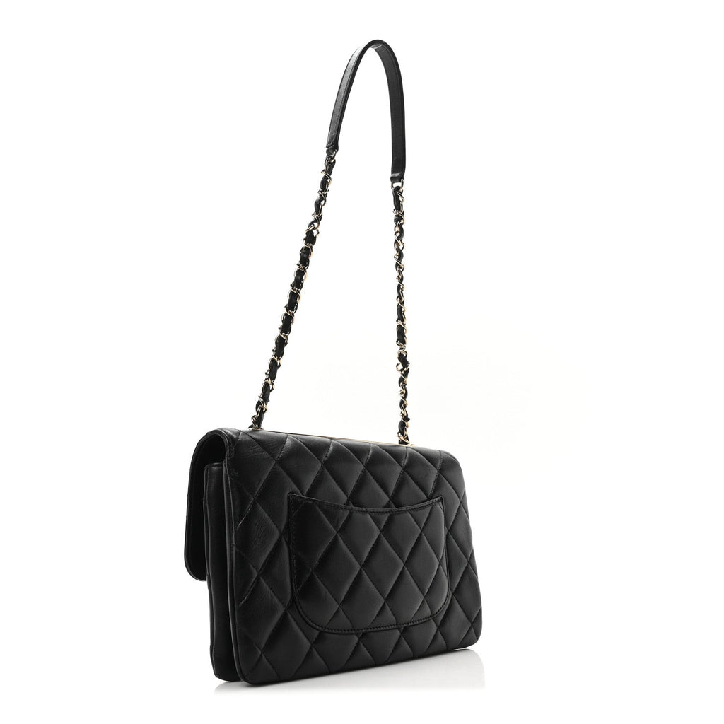 Lambskin Quilted Medium Trendy CC Flap Black
