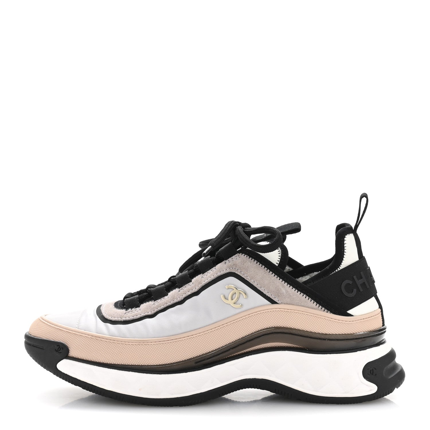 Suede Calfskin Mixed Fibers CC Sneakers 39 Pink Grey