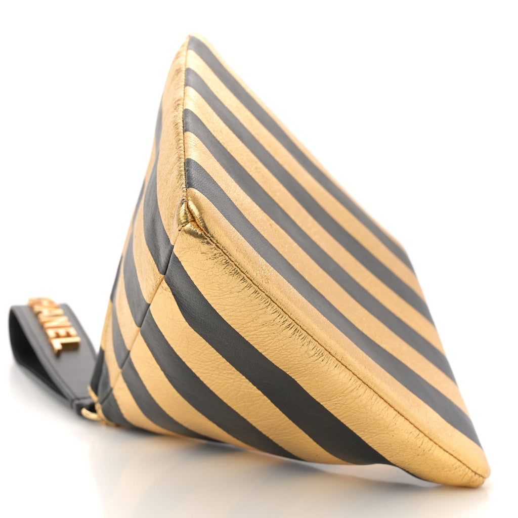 Metallic Lambskin CC Kheops Pyramid Bag Gold Black