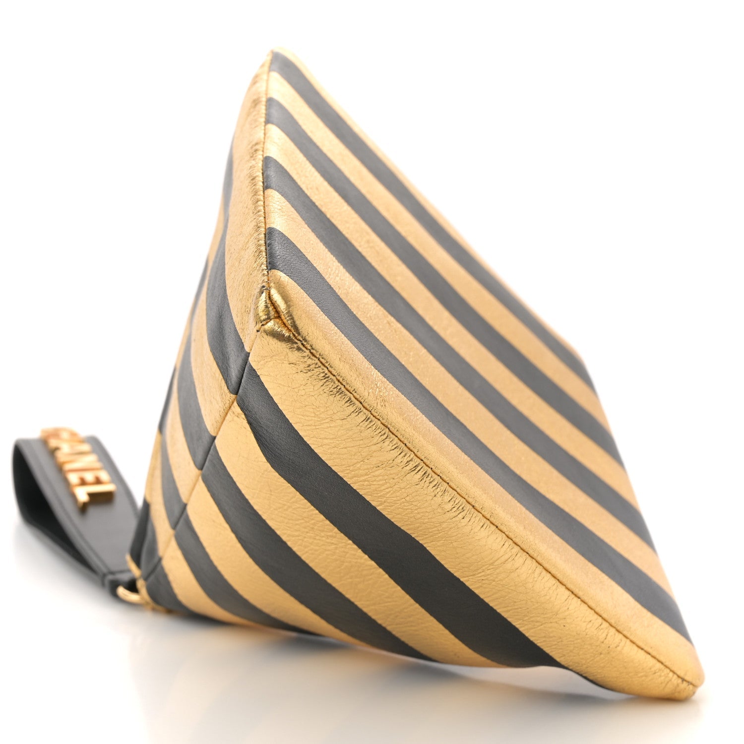 Metallic Lambskin CC Kheops Pyramid Bag Gold Black
