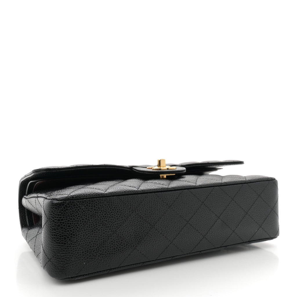 Caviar Quilted Medium Double Flap Black