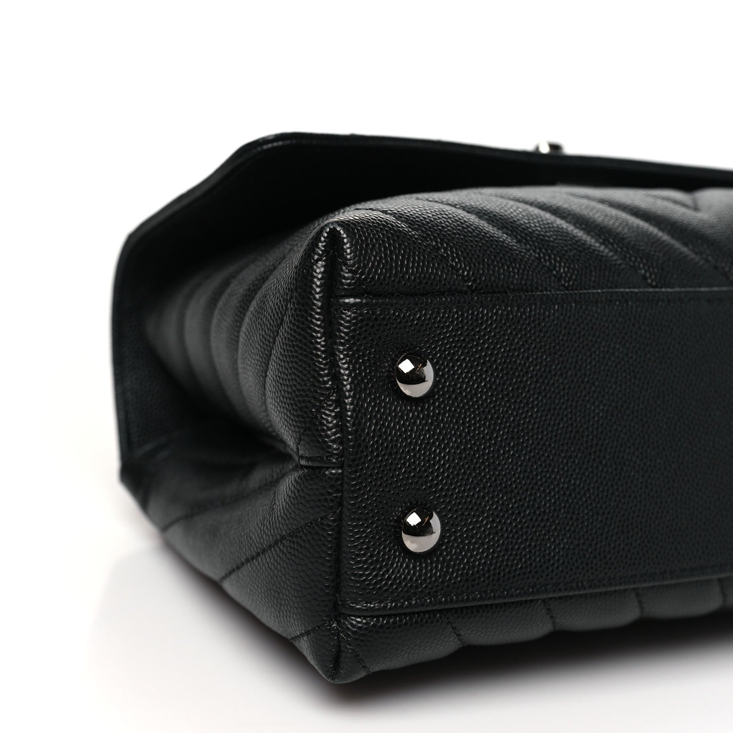 Caviar Chevron Quilted Mini Coco Handle Flap Black
