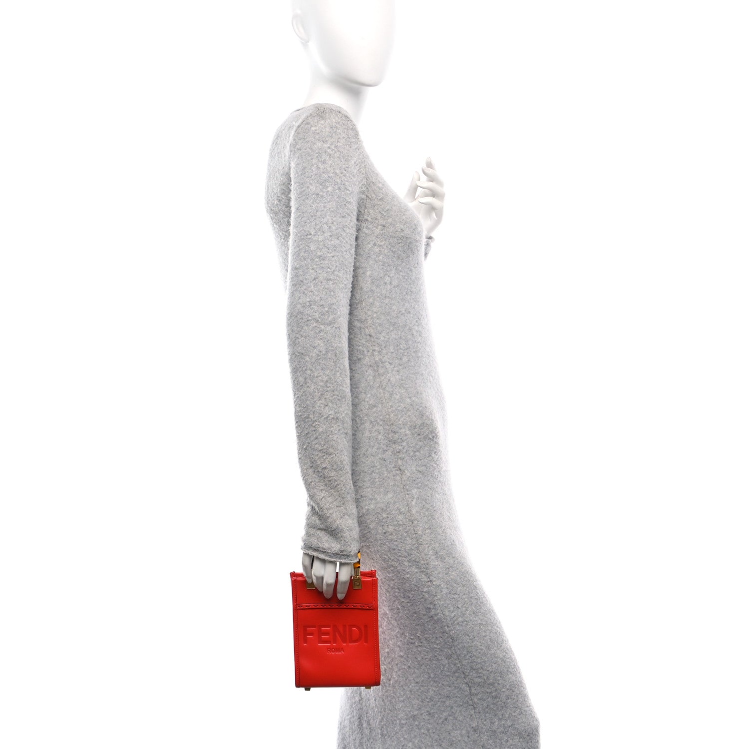 Vitello King Plexiglass Logo Embossed Mini Fendi Sunshine Shopper Tote Papavero