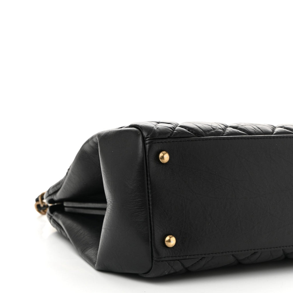 Aged Calfskin Large Just Mademoiselle Bowling Bag Black