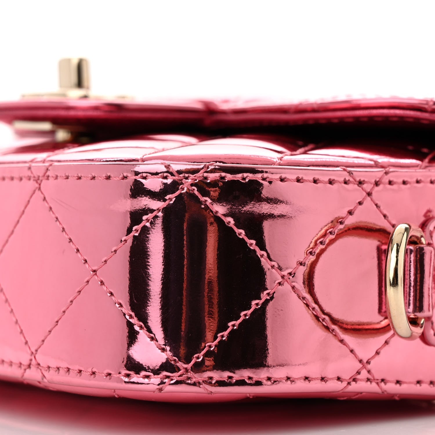 Mirror Calfskin Metallic Lambskin Quilted Hollywood Boulevard Mini Flap With Star Coin Purse Pink