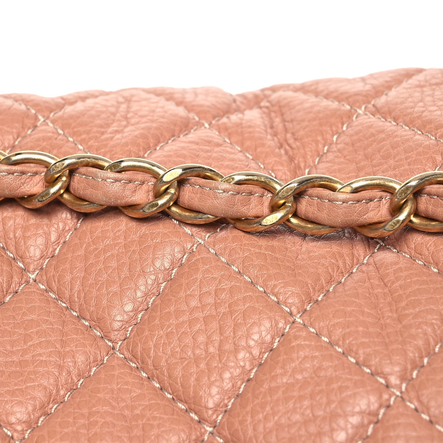 Calfskin Quilted XXL Travel Flap Bag Camel
