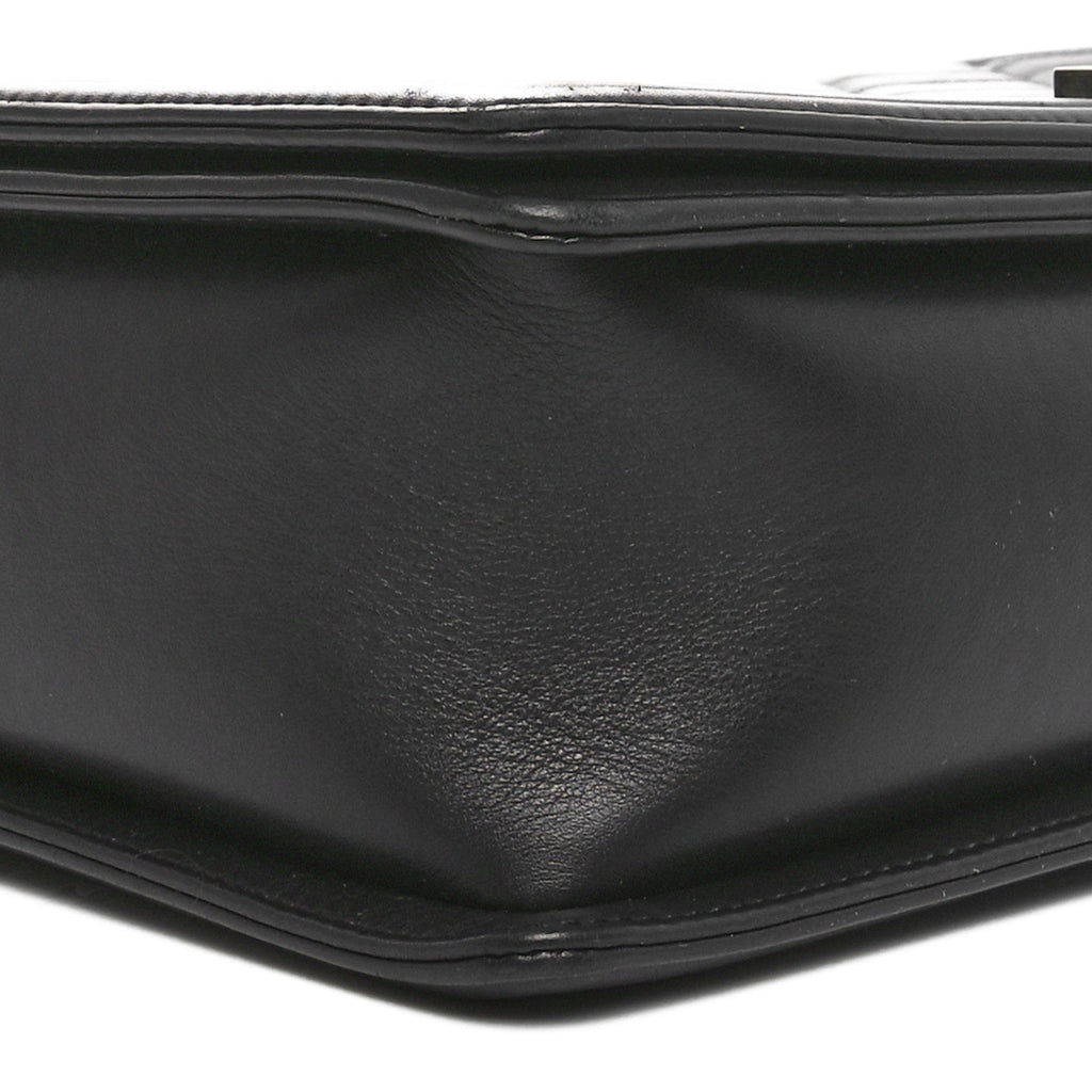Lambskin Quilted Large Boy Flap Black