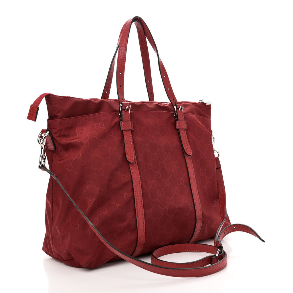 Nylon Monogram Dollar Calfskin Tote Vibrant Red