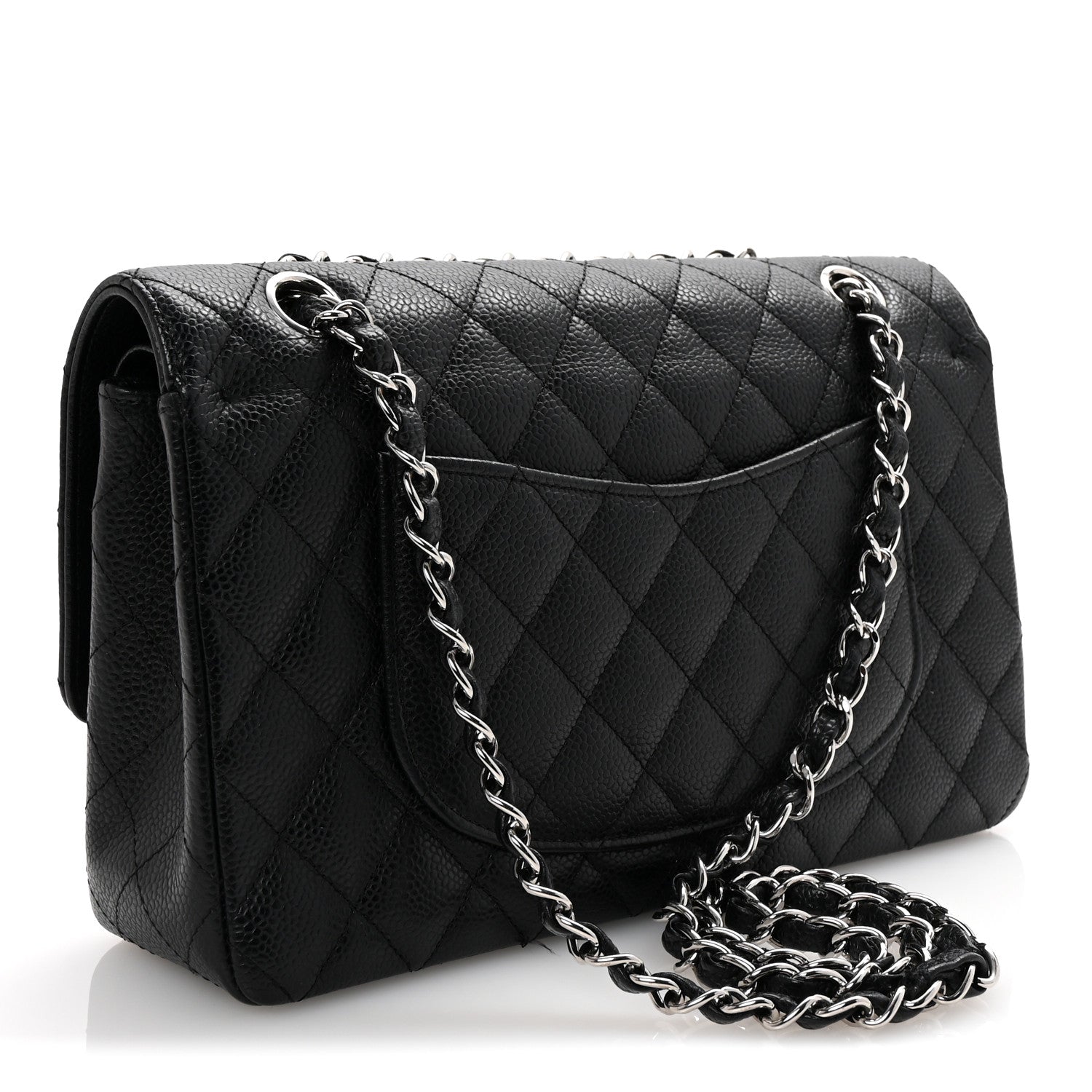 Caviar Quilted Medium Double Flap Black