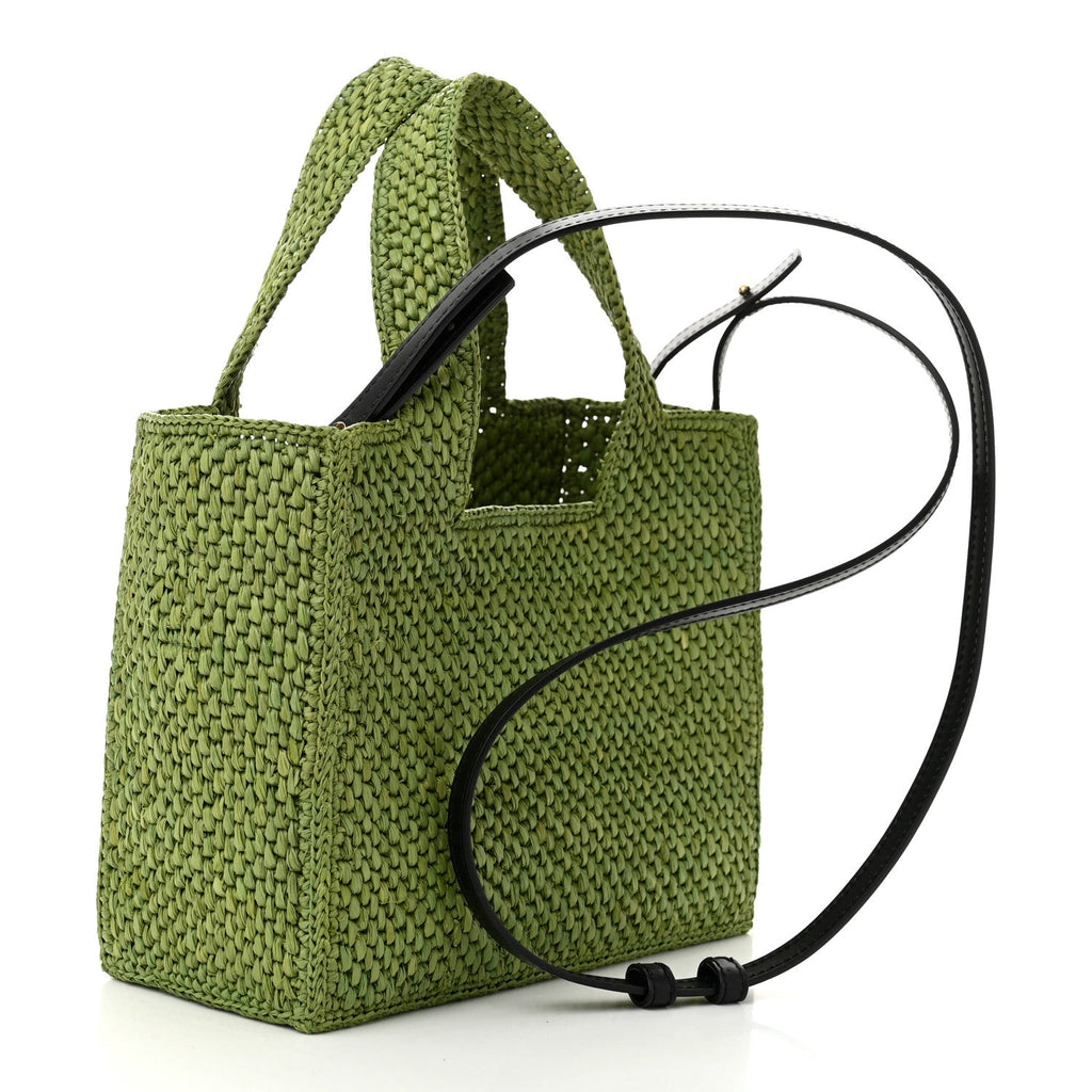 X PAULA'S IBIZA Raffia Font Tote Green