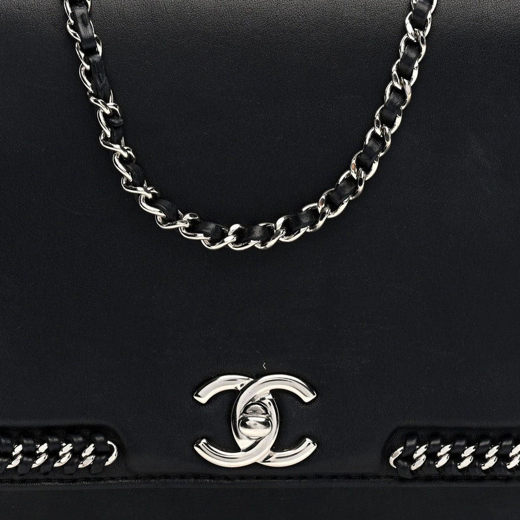 Calfskin Braided Small Chic Flap Black