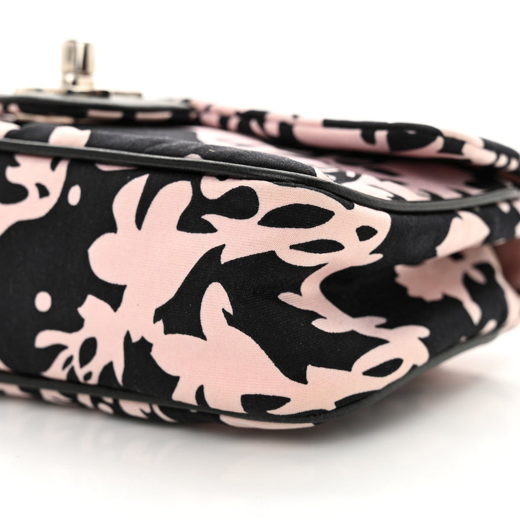 Printed Fabric Mini Rectangular Flap Black Pink