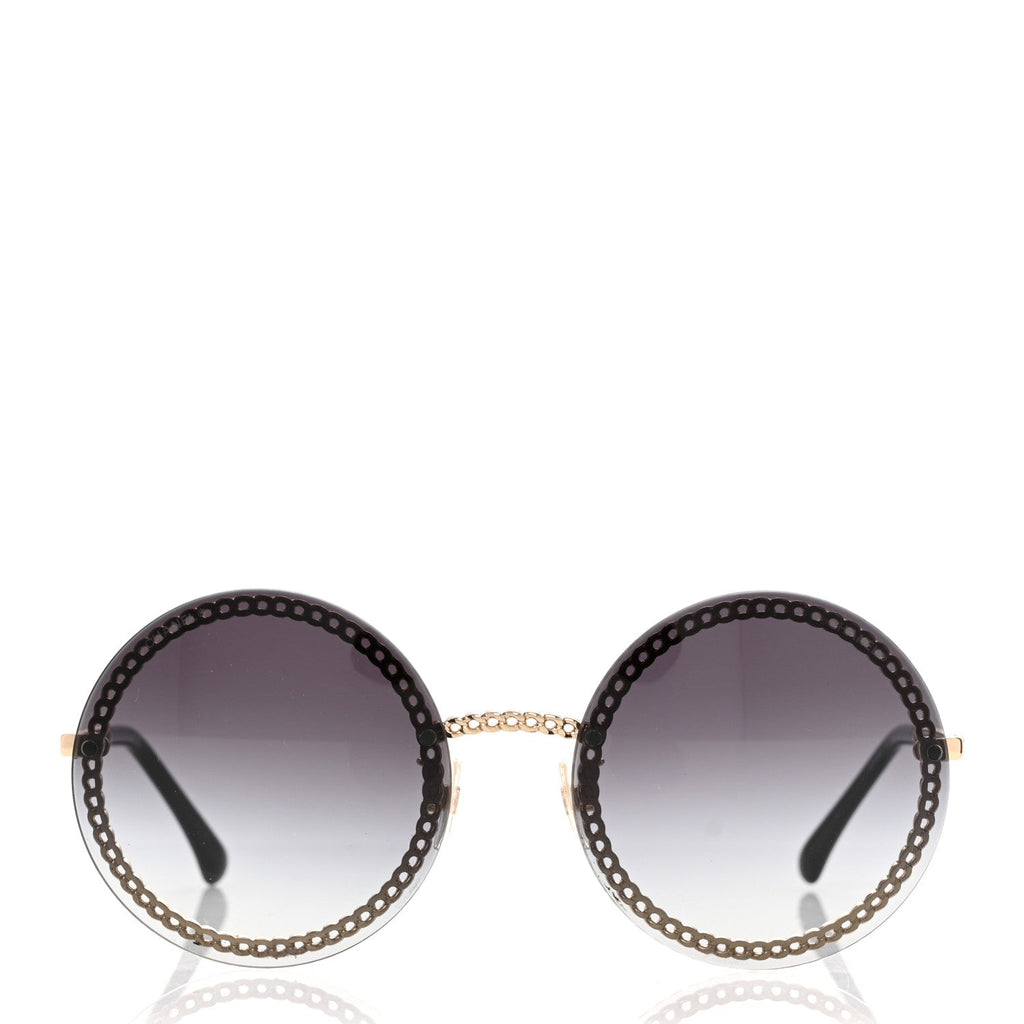 Metal Chain Round Sunglasses 4245 Black