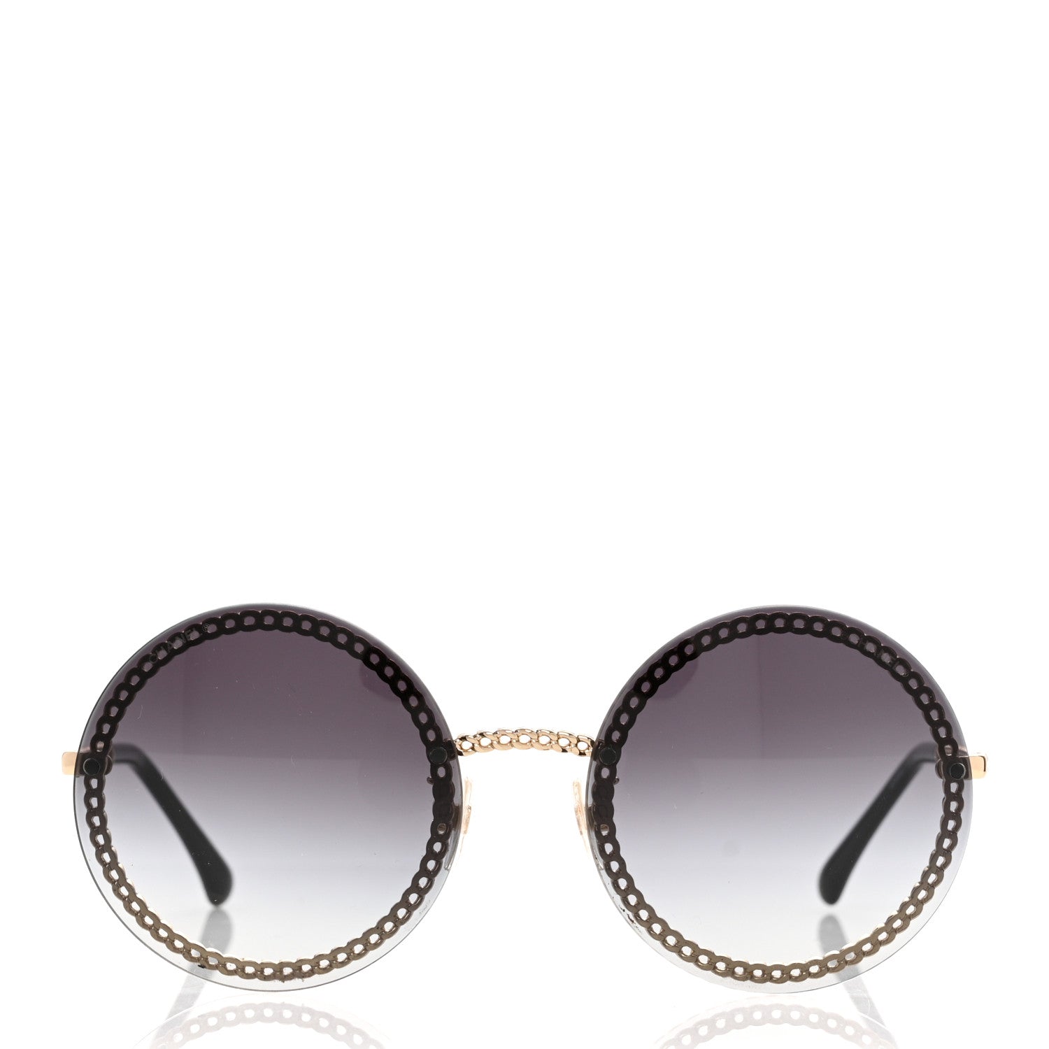 Metal Chain Round Sunglasses 4245 Black