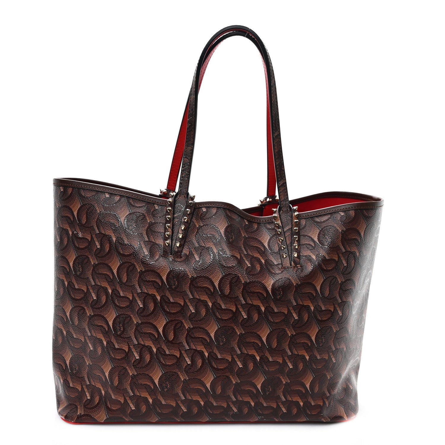 Toile Monogram Calfskin Printed Spikes East West Cabata Tote Bizon